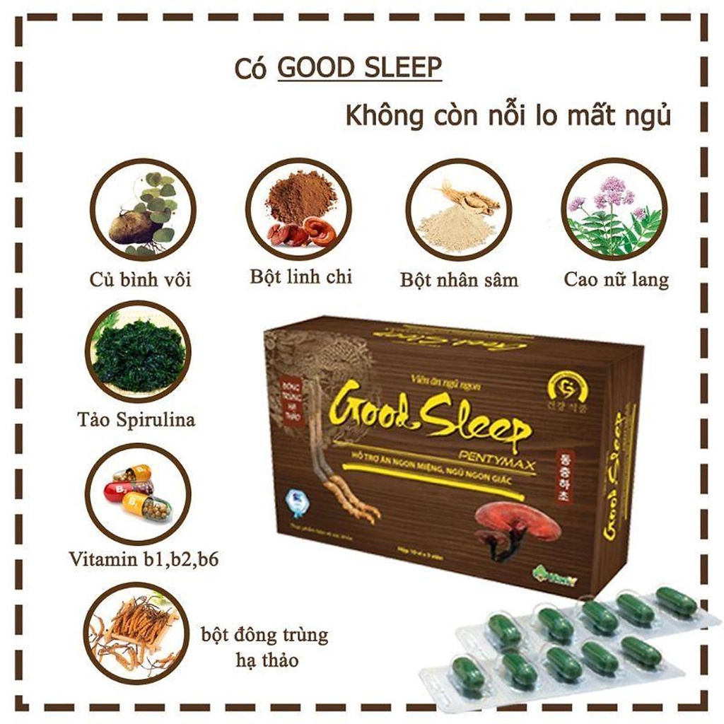 Viên ăn ngủ ngon Good Sleep - Goodsleep PENTYMAX hộp 50 viên bổ sung vitamin, tăng cường sức đề kháng