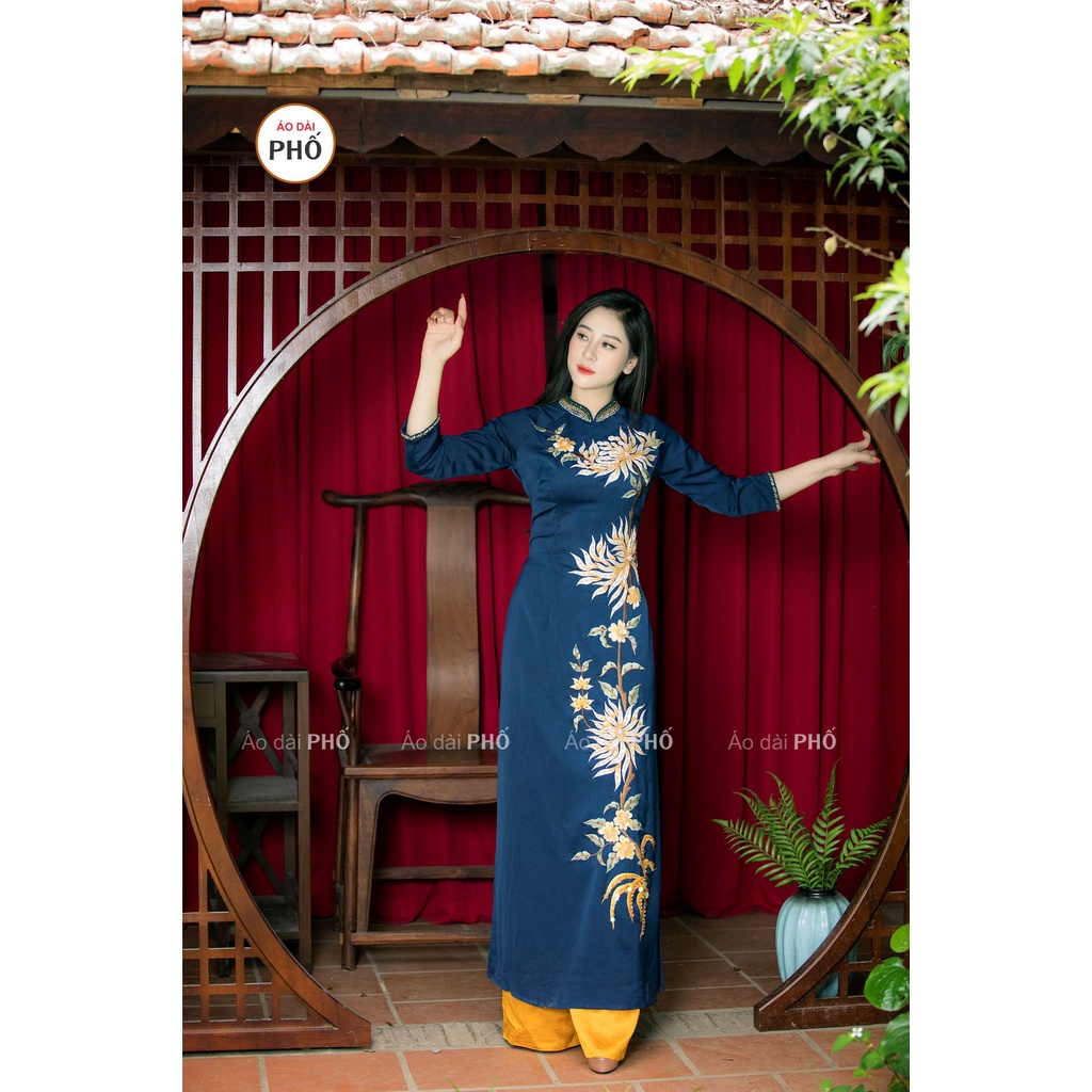 Áo dài truyền thống cổ lé đứng - Áo dài du xuân, dự tiệc - Áo dài PHỐ