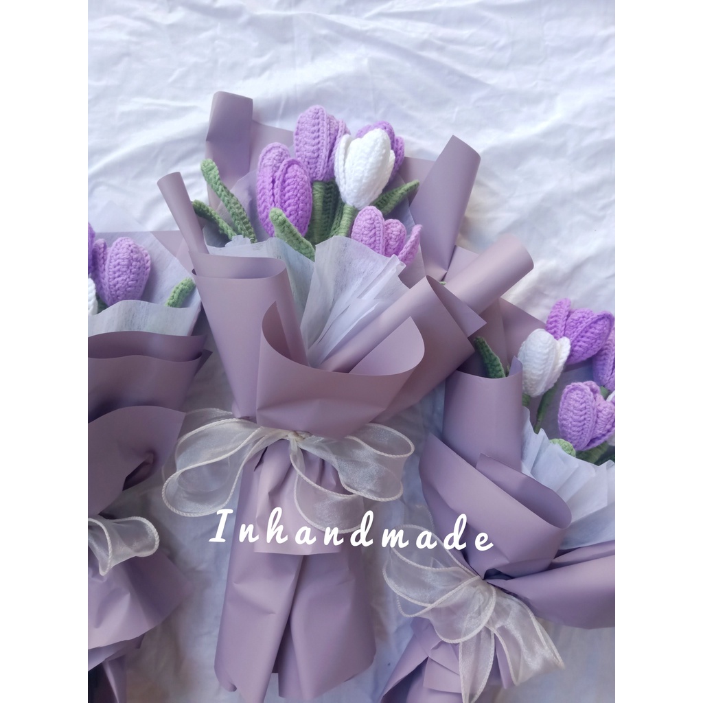 Hoa Tulip bằng len móc handmade dùng trang trí/quà tặng