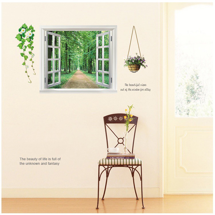 Decal cửa sổ con đường xanh 1 - DCS022