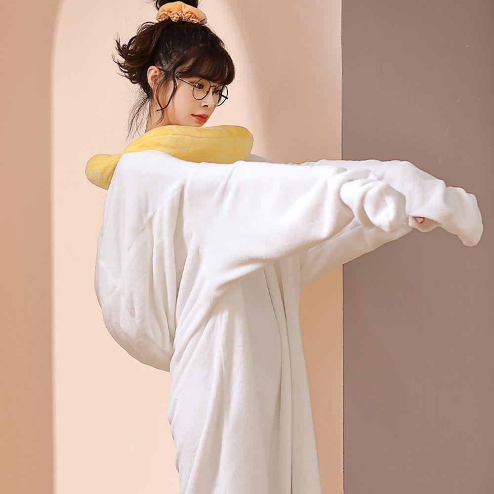 Bộ Đồ Ngủ Pijama 1 Món Bằng Vải Flannel Nhồi Bông Thiết Kế Ngộ Nghĩnh Cho Cặp Đô