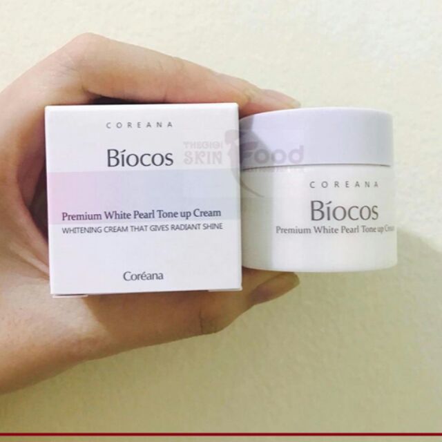 mua 1 TẶNG 1 Kem dưỡng trắng, mờ thâm nám; dưỡng ẩm sâu Coréana Biocos Premium White Pearl Tone Up Cream