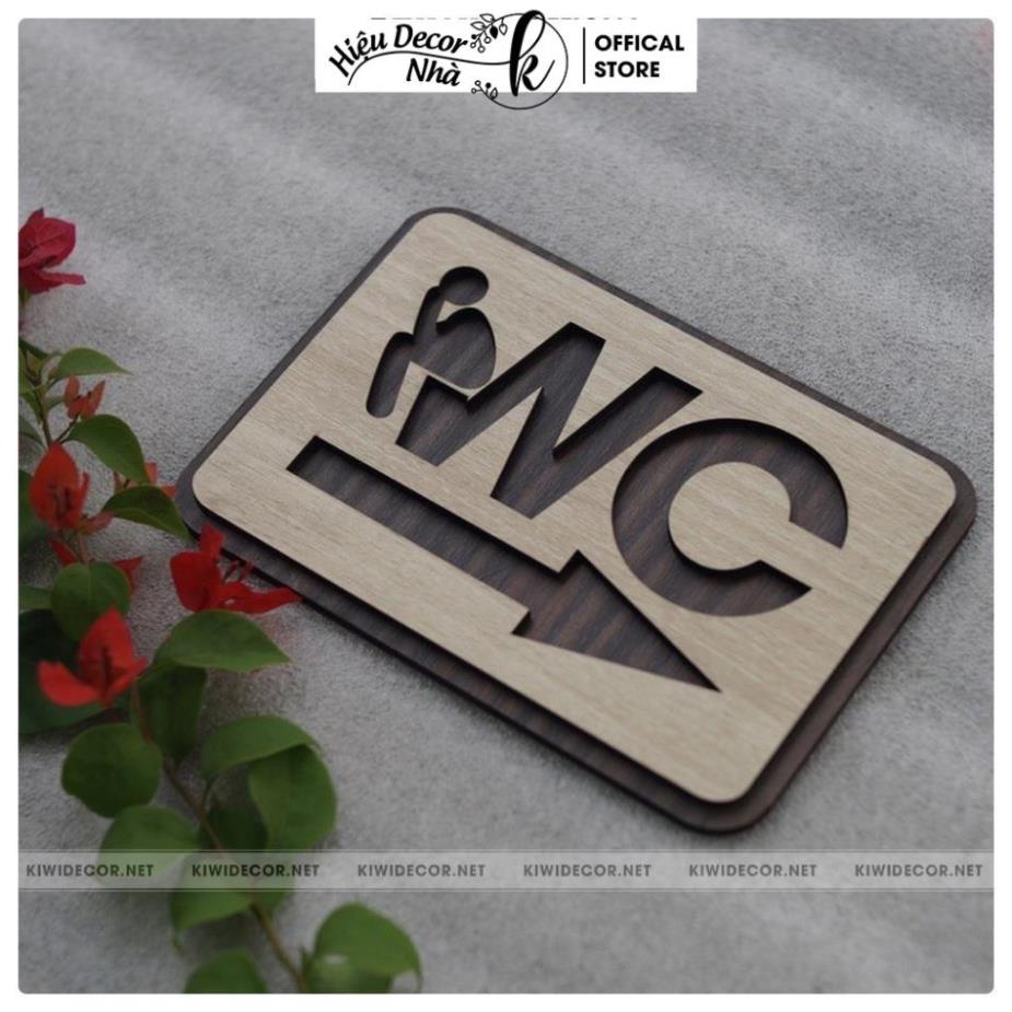 Bảng WC Toilet Decor Vintage Bằng Gỗ - WC Nam Nữ - Restroom Chỉ hướng nhà vệ sinh - Hiệu Nhà K