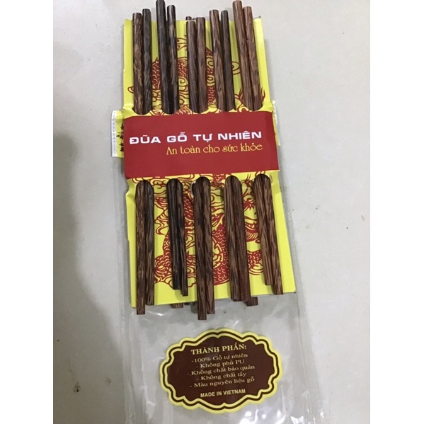 Đũa gỗ tự nhiên an toàn, đũa dừa đá vỉ 10 đôi