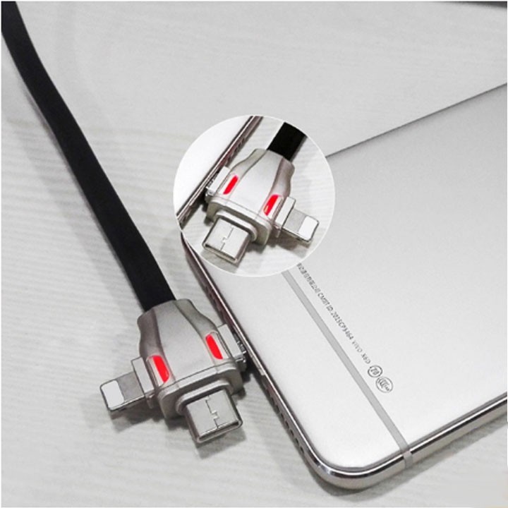Dây cáp sạc nhanh 3 trong 1 cổng Type C/ Micro USB/ Lightning dùng cho điện thoại Iphone, Samsung, Sony, Huawei...