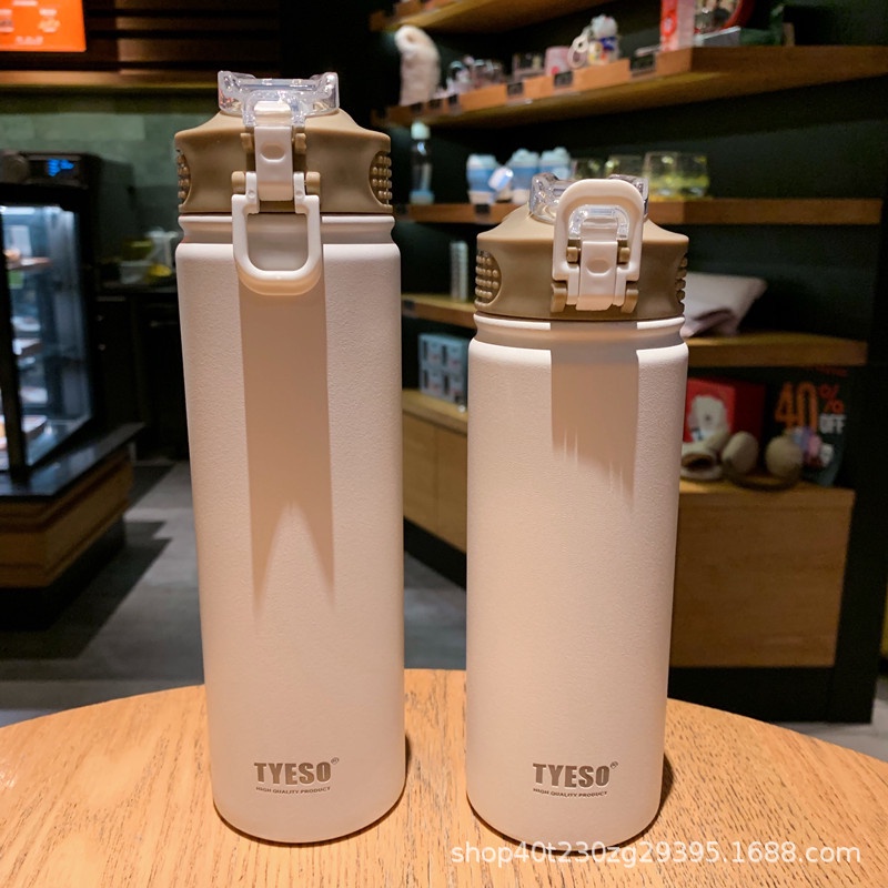 Bình giữ nhiệt TYESO ống hút silicon dung tích 750ml phong cách thanh lịch đa dạng màu sắc mang đi học đi làm quà tặng