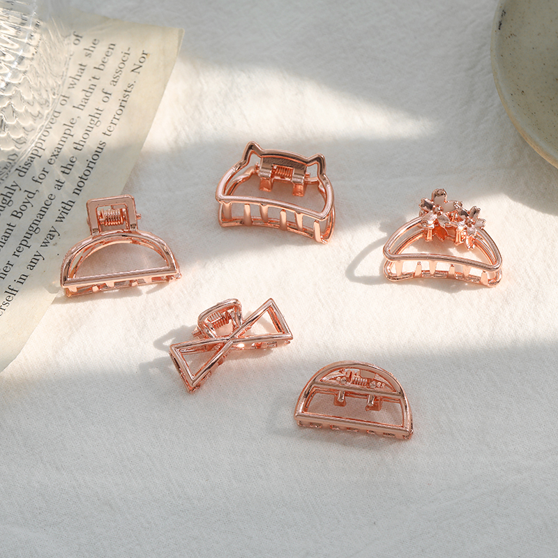 Kẹp Tóc Hợp Kim Màu Vàng Hồng Hình Bông Hoa / Vỏ Sò Xinh Xắn Phong Cách Hàn Quốc