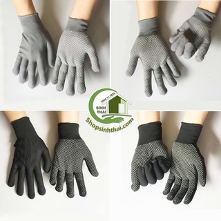 Găng tay phủ hạt nhựa chống trơn khi cầm nắm - bao tay vải thun co giãn - chọn màu