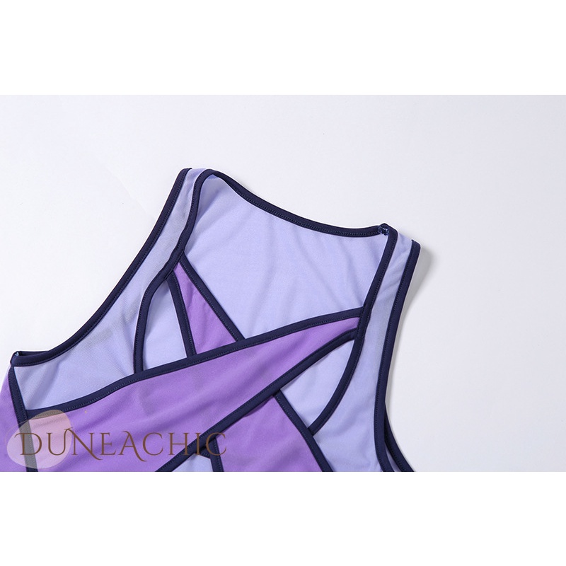 DUNEA Bộ Đồ Liền Thân Phối Lưới Màu Sắc Tương Phản Quyến Rũ Cho Nữ