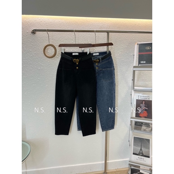 Quần jean baggy kèm đai cao cấp