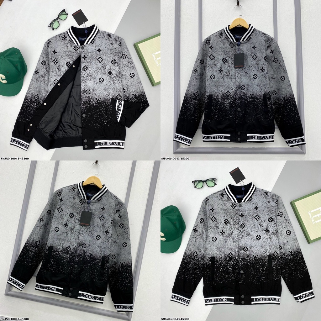 Áo Khoác Bomber Nam LV Loang Xám Cao Cấp - Áo Bomber LV Nam Siêu Chất