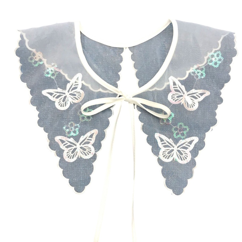 Cổ áo sơ mi giả thêu họa tiết bướm xinh xắn cho nữ
 | BigBuy360 - bigbuy360.vn