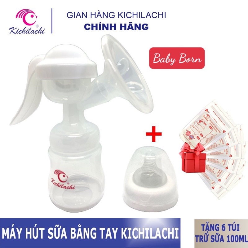 {CHÍNH HÃNG} - Máy Hút Sữa Bằng Tay kichilachi, tặng kèm 6 túi trữ sữa 250ml