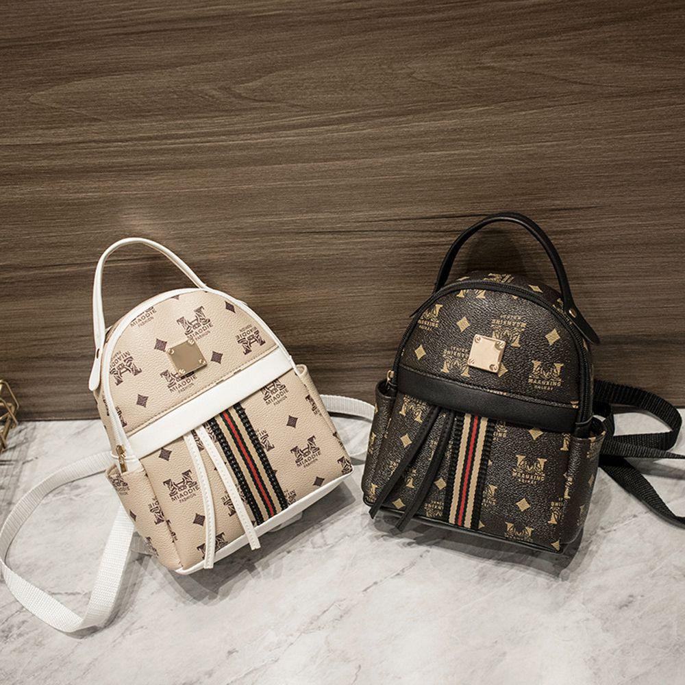 Ba Lô Da PU Họa Tiết Sọc Vintage Thanh Lịch Dành Cho Nữ