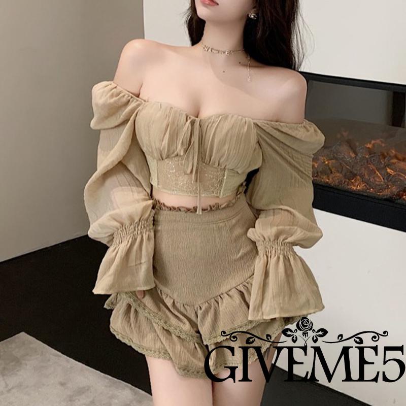 Áo croptop tay dài màu sắc ngọt ngào cho nữ