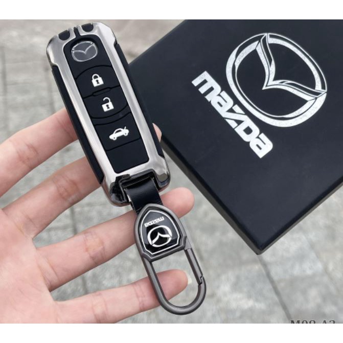 Vỏ móc ốp chìa khoá xe hơi - ô tô Mazda CX5, CX8, Mazda 2 3 6 có áo lót sinicol 3 Nút Bấm