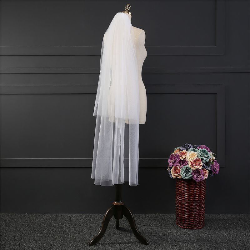 Khăn Voan 2 Lớp Mềm Mại Phong Cách Châu Âu Sang Trọng Có 3 Kích Cỡ Dành Cho Cô Dâu