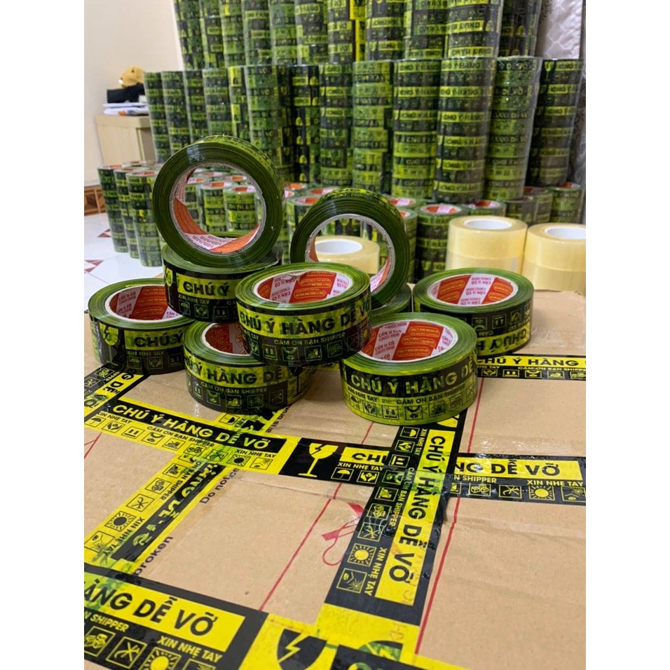 Băng dính Hàng Dễ Vỡ - Băng dính gói hàng  hàng tiêu chuẩn siêu dai,lõi mỏng