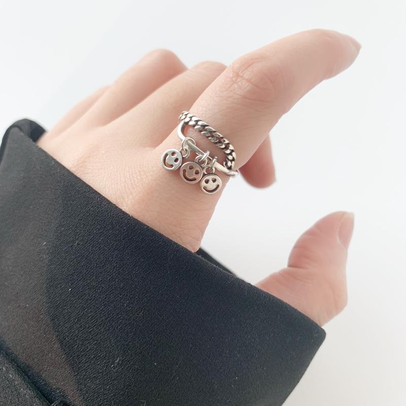 Nhẫn Hai Lớp Hình Mặt Cười Dây Xích Thời Trang Cho Nam Và Nữ 23373