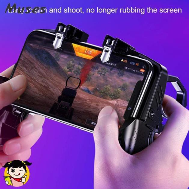 Tay cầm chơi game k21 - kèm nút bấm cho game PUBG, ROS, Free Fire..gắn điện thoại tiện lợi -