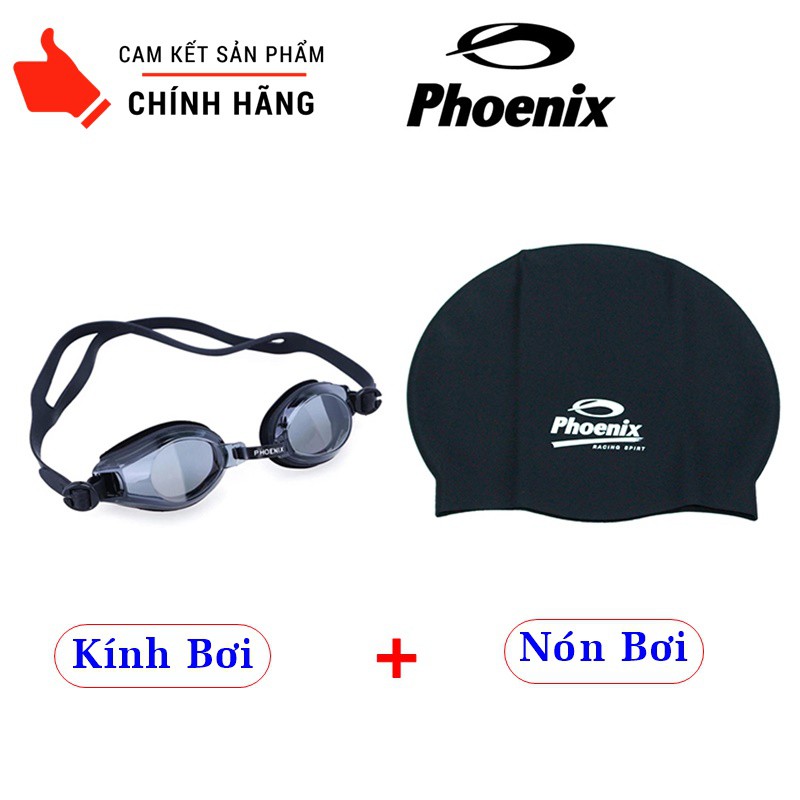 COMBO Kính Bơi + Nón Bơi Phoenix Chuẩn Chất Lượng Bơi Lội - Dùng được cho Người Lớn và Trẻ Nhỏ