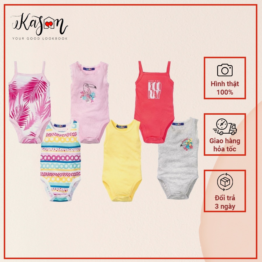 Set 2 Áo Bodysuit 2 Dây Hàng Xuất Cho Bé Gái