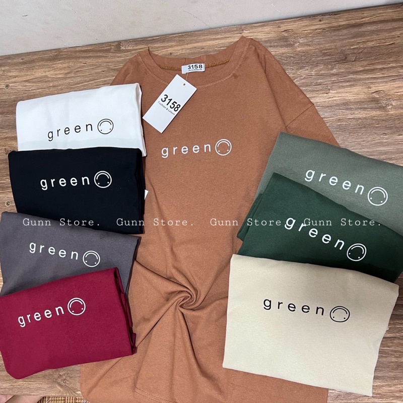 Áo Thun 3158 In Chữ GREEN Form Rộng Chất Cotton Khô Loại 1, Thoáng Mát, Thấm Hút Mồ Hôi - GUNN