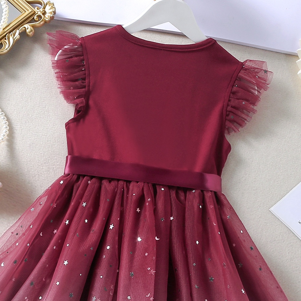 BEAR LEADER Đầm Công Chúa Phối Lưới Đính Nơ Thời Trang Mùa Hè Xinh Xắn Cho Bé Gái