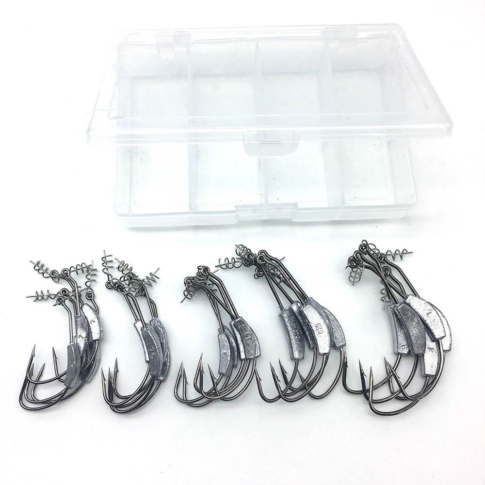 Hộp 25 Lưỡi Câu Cá Bằng Chì Nguyên Khối Kèm Móc Lò Xo Mềm Mại Tiện Dụng