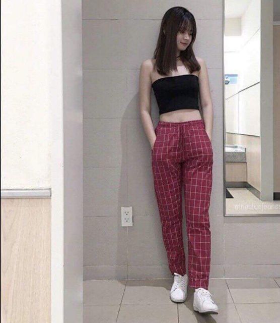 4 màu plaid pant