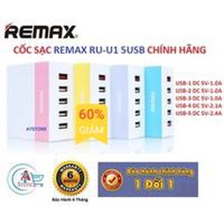 Cóc sạc 5 cổng usb remax ru-u1 38wh chinh hãng