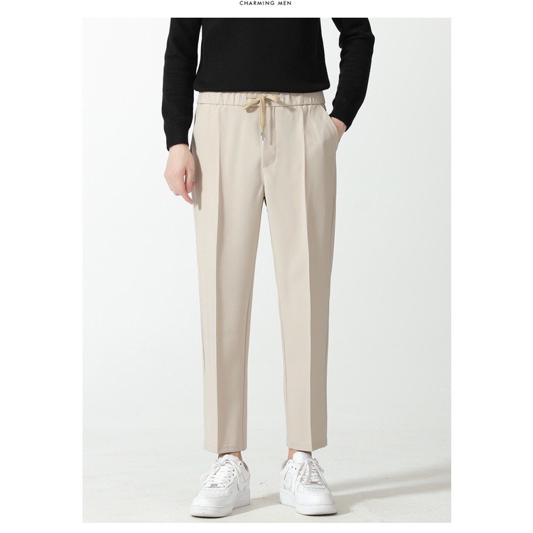 Quần âu nam cạp chun có dây ,quần baggy nam ống rộng dáng âu phong cách hàn quốc , co giãn nhẹ mặc rất thoải mái