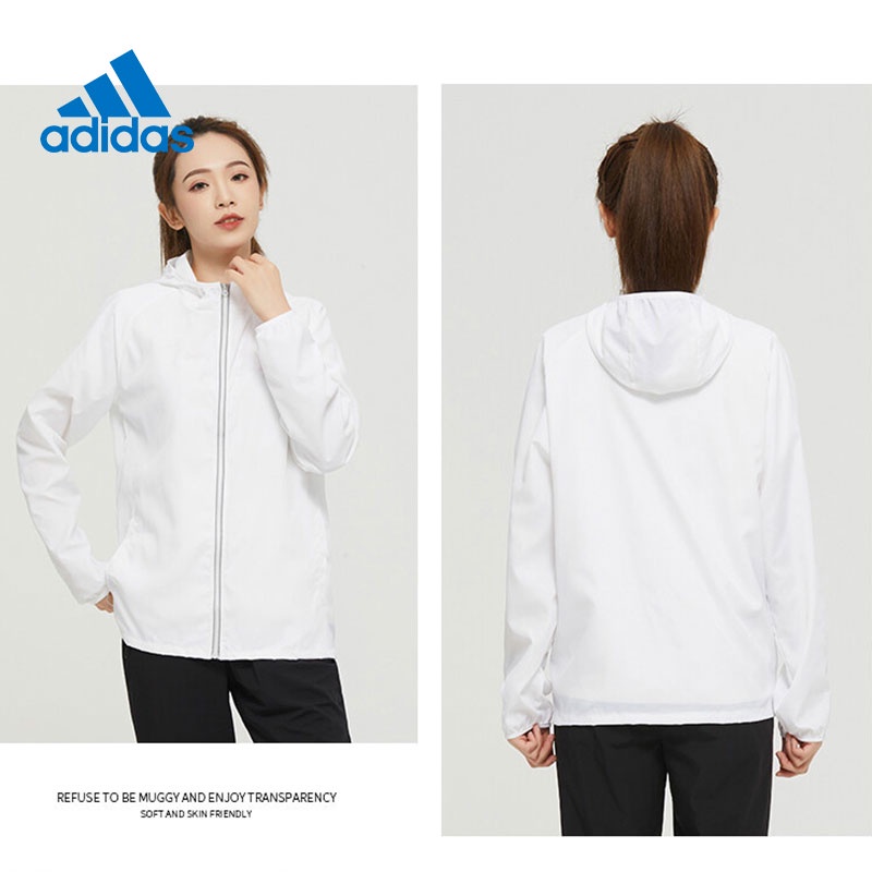 Adidas Áo Khoác Chống Tia UV Chống Thấm Nước Có Mũ Trùm Size Lớn Màu Phản Quang Thời Trang Cho Nam Và Nữ