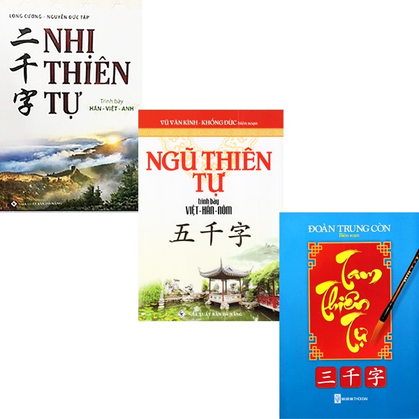 Sách - Combo 3 cuốn Hán - Việt - Nôm: Nhị Thiên Tự + Tam Thiên Tự + Ngũ Thiên Tự