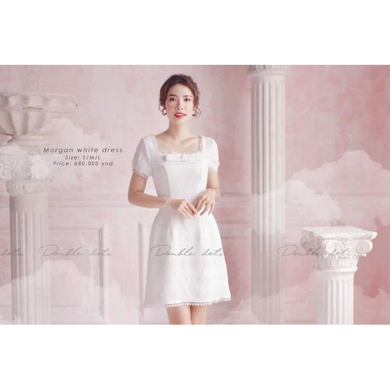 DoubleDots - Váy nơ trắng Morgan
