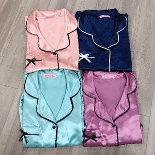 [BIGSIZE] Bộ ngủ bigsize TNQD phi lụa viền nơ 60-75kg - pijama lụa (ko túi quần)