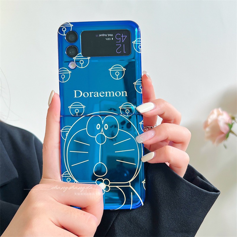 Ốp Điện Thoại Nắp Lật Mềm Blu-Ray In Hình Doraemon Chống Sốc Cho Samsung Galaxy Z Flip 4 3 5G Z Flip3 Flip4