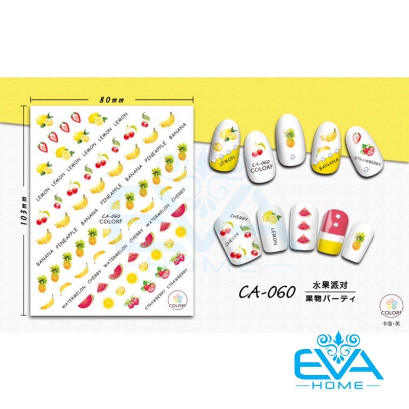 Decal Dán Móng Tay 3D Nail Sticker Hoạ Tiết Chủ Đề Trái Cây Fresh Fruits CA060  - CA063