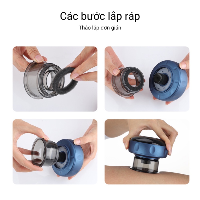 Máy massage giác hơi cầm tay có pin sạc 12 cấp độ hút giác hơi và cấp nhiệt giúp giảm đau nhức và lưu thông khí huyết