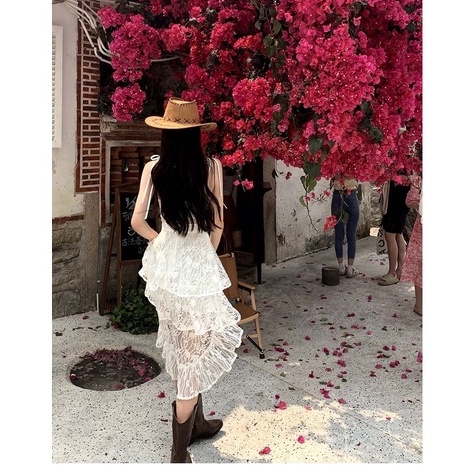 Đầm Hai Dây Phối Ren Màu Trắng Ngọt Ngào Thời Trang Mùa Hè Cho Nữ