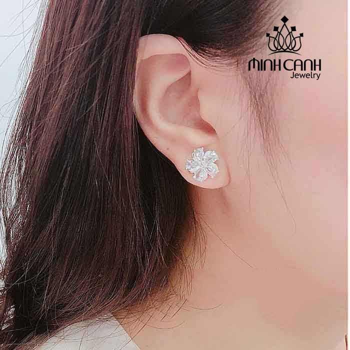 Bông Tai Bạc Nữ Hoa 5 Cánh Xoắn - Minh Canh Jewelry