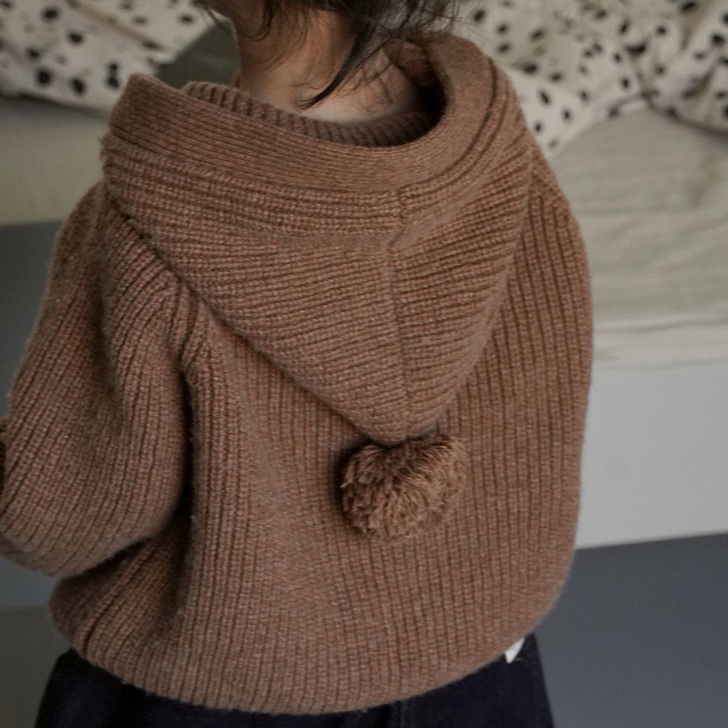 Áo Khoác Cardigan Len Dệt Kim Phối Bóng Lông Siêu Dễ Thương Thời Trang Mùa Thu Cho Bé Trai Và Gái