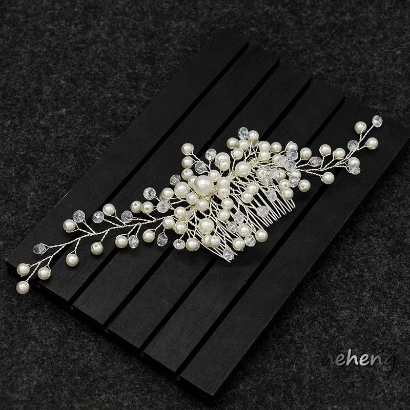 Lược Cài Tóc Cô Dâu Đính Ngọc Trai Giả Sang Trọng