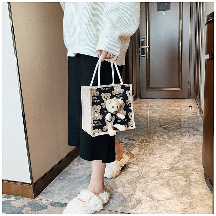 Túi cói đi biển mini thời trang vintage, túi vải tote canvas xách tay nữ đi biển TV05 - ENMA Shop