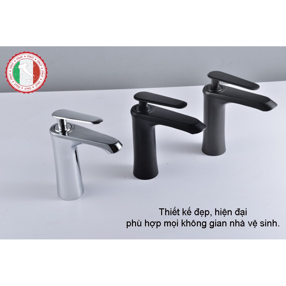 Vòi Lavabo GIORMANI ITALIA Vòi bồn rửa cao cấp bóng đẹp + Đôi dây cấp (Kiểu tròn cách tân)