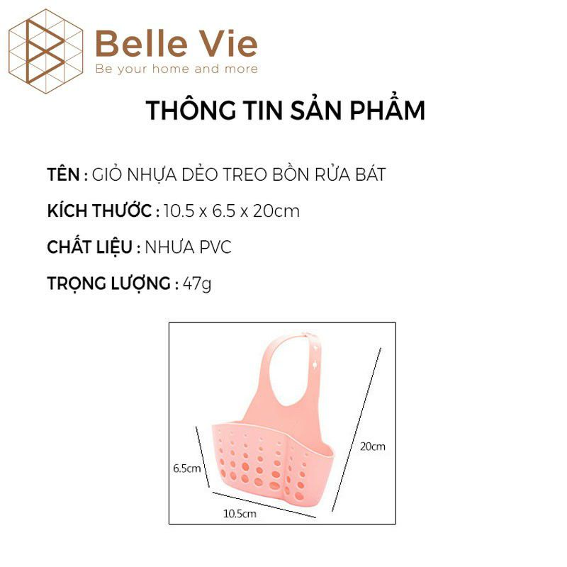 Giỏ Nhựa Dẻo Đựng Đồ BELLEVIE Giỏ Đựng Đồ Treo Ở Bồn Rửa Bát