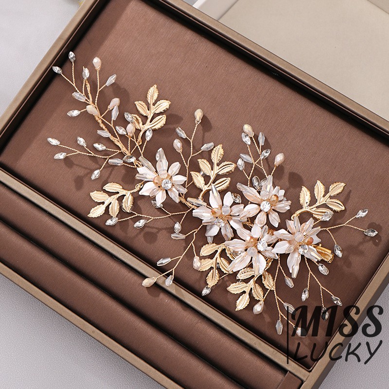 Kẹp tóc dạng dây ruy băng thời trang thanh tú cho cô dâu