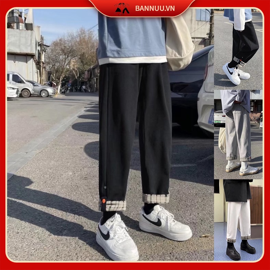 Quần Dài Màu Trơn Dáng Rộng quần ống suông Phong Cách Hàn Quốc quần nam Thời Trang quần túi hộp nữ
