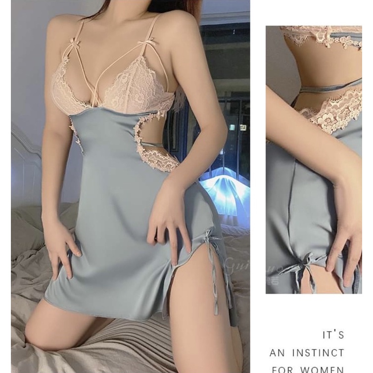 Váy ngủ phi lụa [ Tặng kèm quần chip ] form sang chảnh và quyến rũ