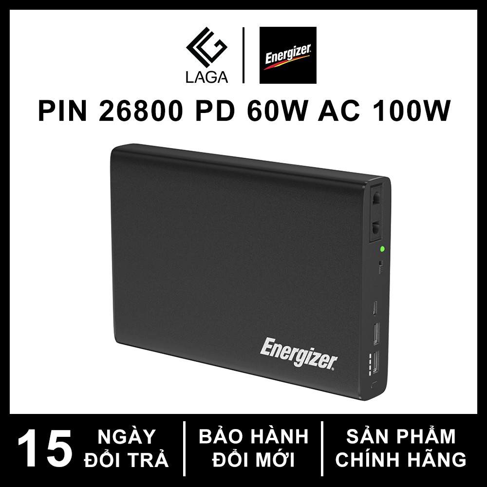 Pin Sạc Dự Phòng Energizer 26800mAh Power Delivery PD Tích Hợp AC 100W - XP26800AC